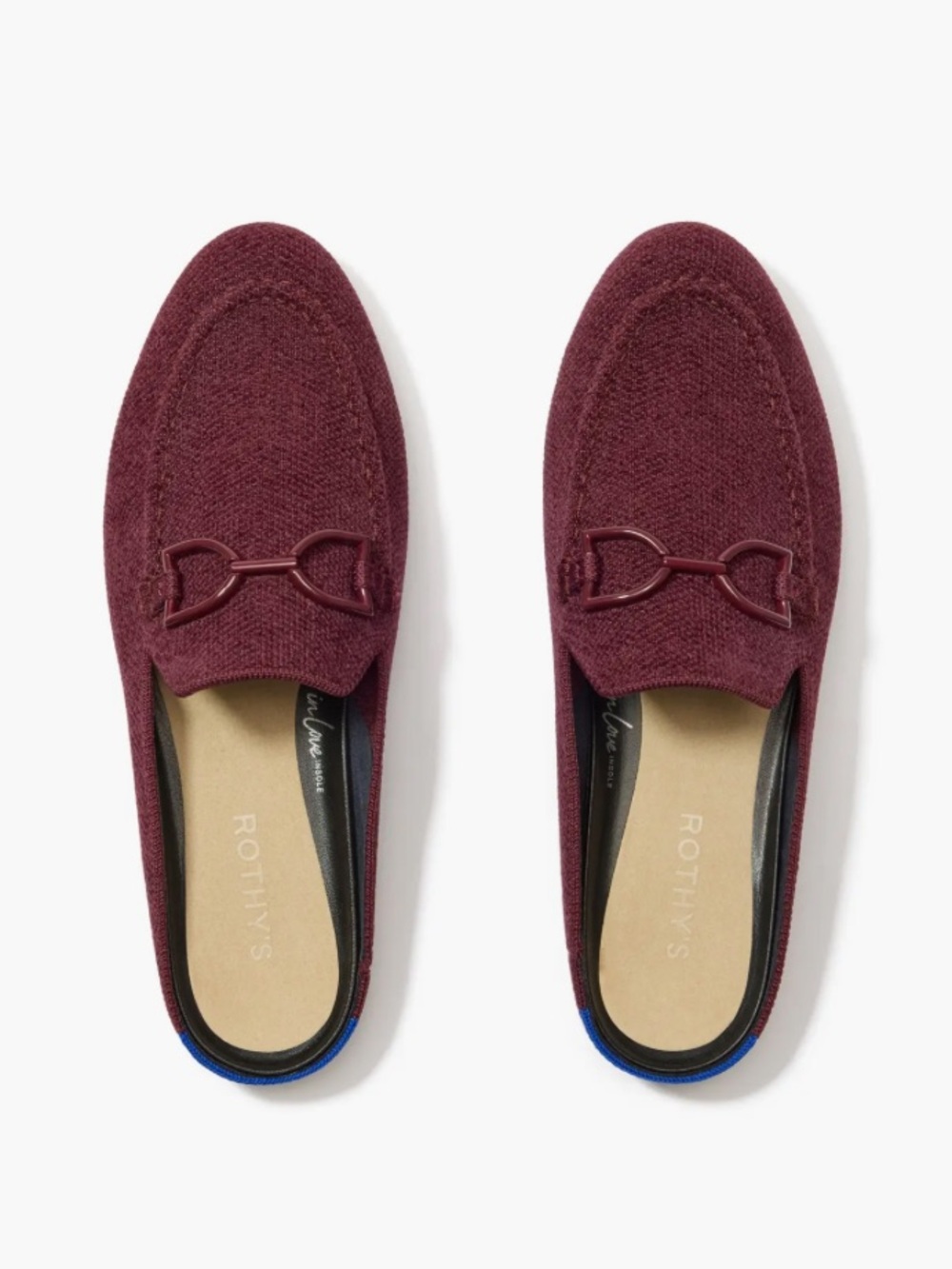 Rothy’s Revelvet Syrah Burgundy Knit Loafer Mules